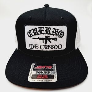 Cuerno De Chivo Embroidered Patch Flat Bill Trucker Mesh Snapback Cap…